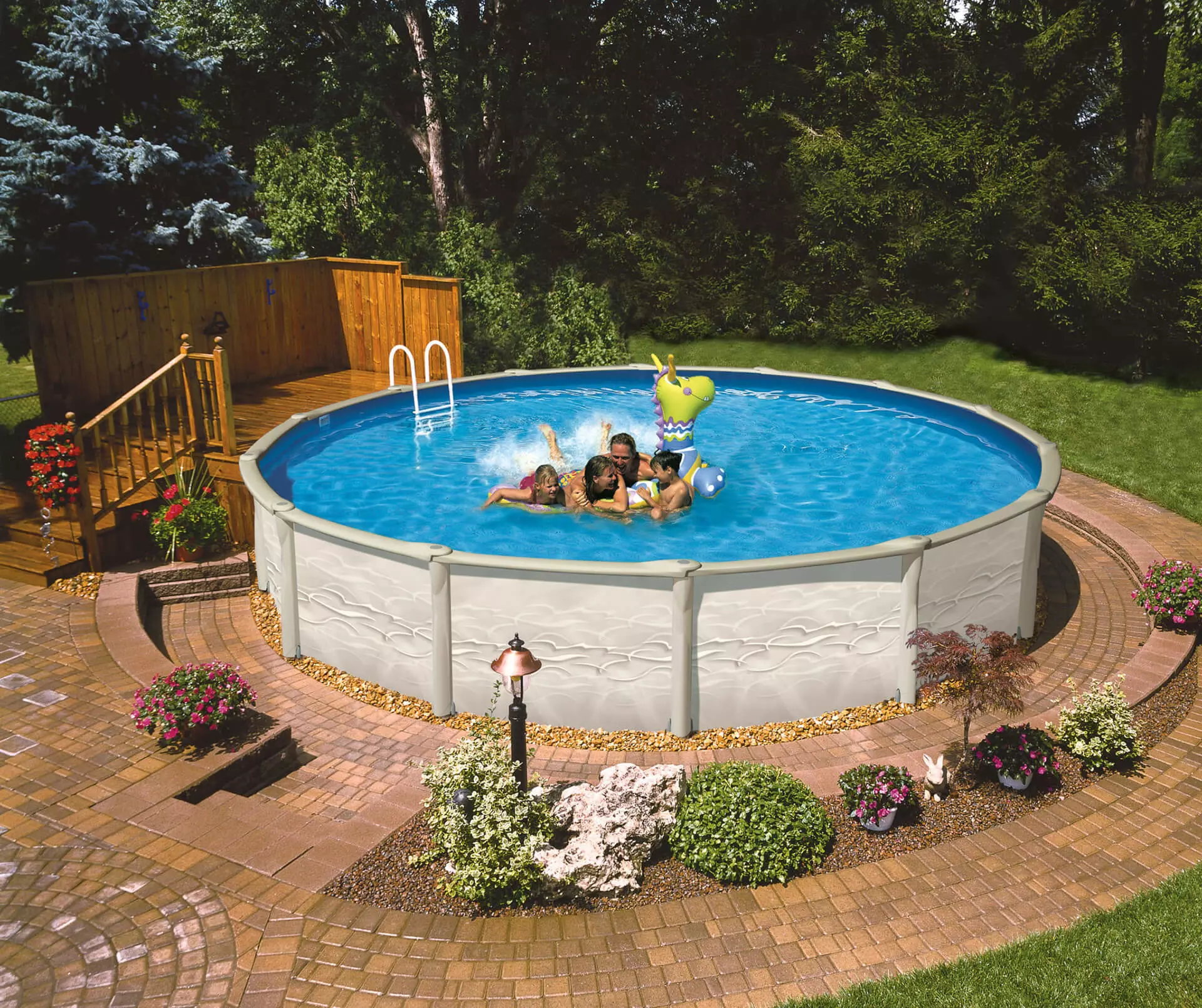 Family Playing In The Pool