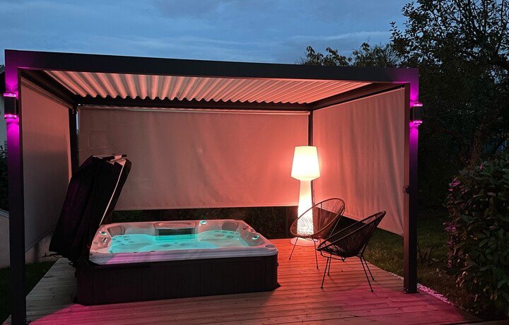 Backyard Hot Tub Privacy - Retractable Screens